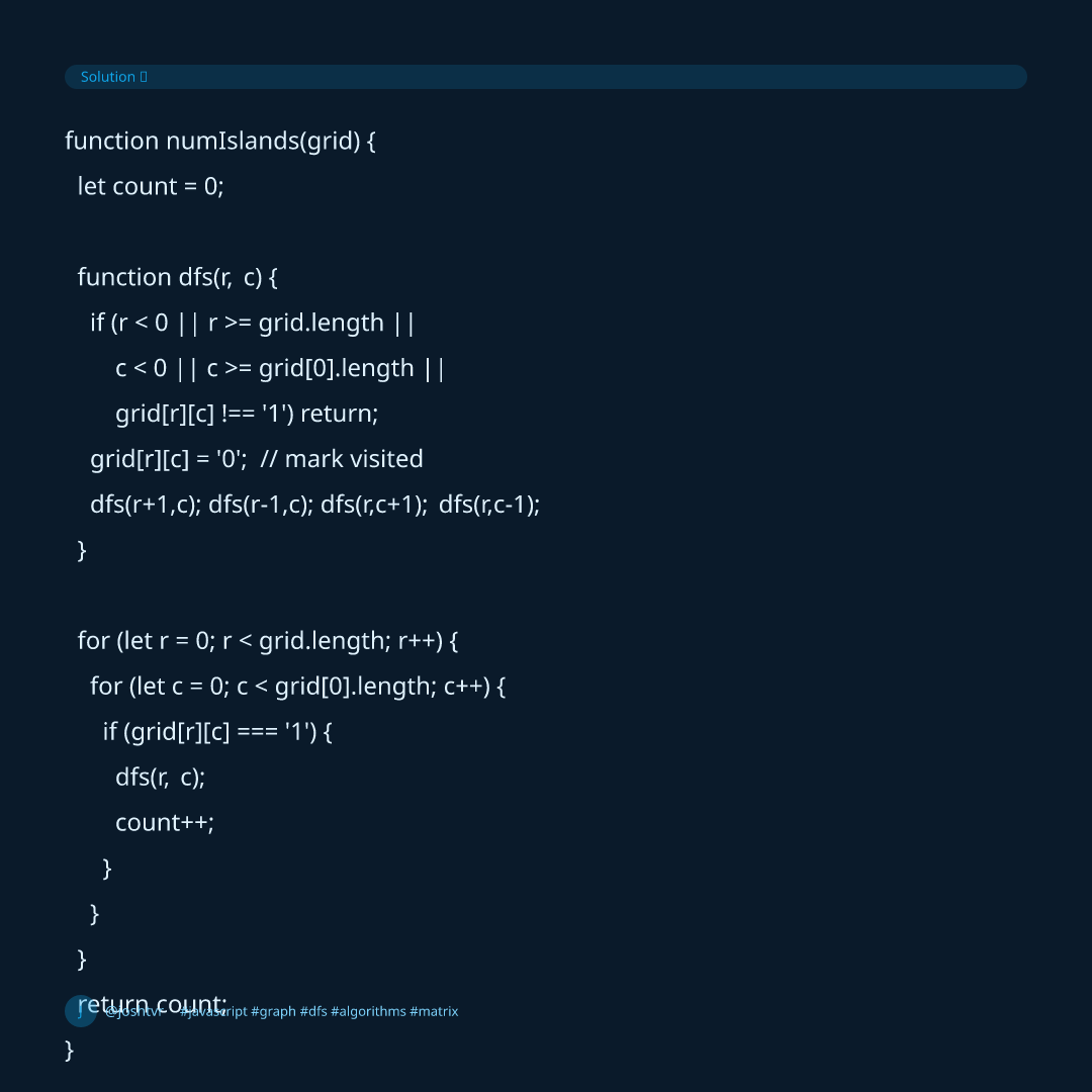 Count Islands (Matrix DFS) — slide 2