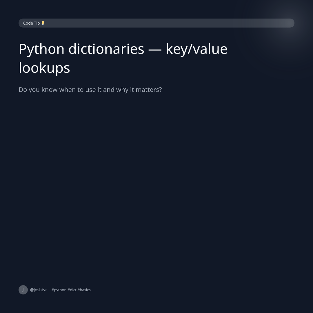 Python dictionaries — key/value lookups